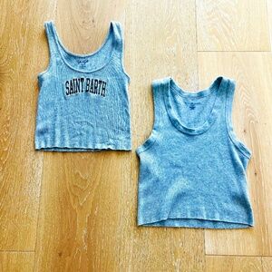 Brandy Melville and John Galt Saint Barth Gray Cropped Tank Tops (Two)